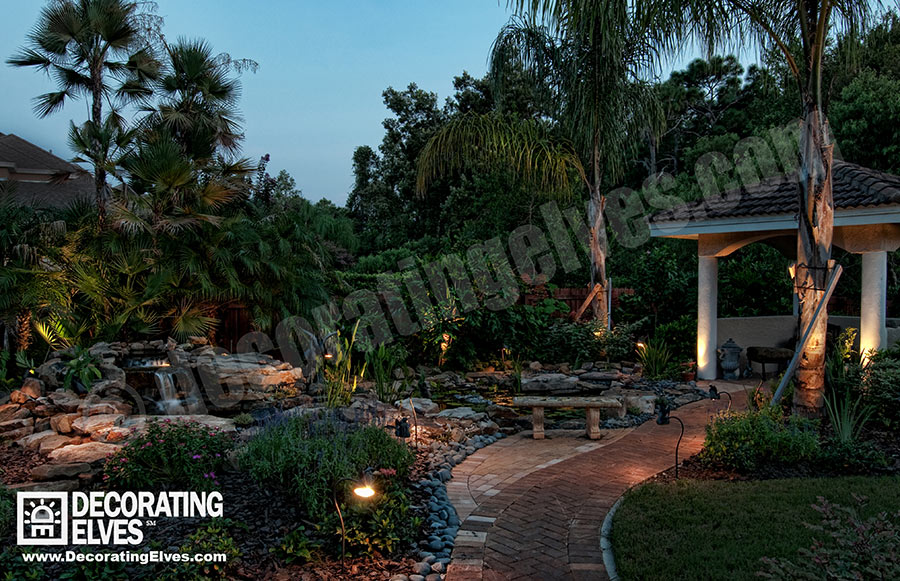 Lighting pathways and surrounding areas add safety and security to your backyard