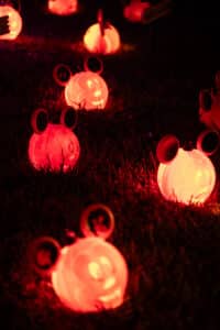 Mickey jack-o-lanterns in the front yard halloween lights